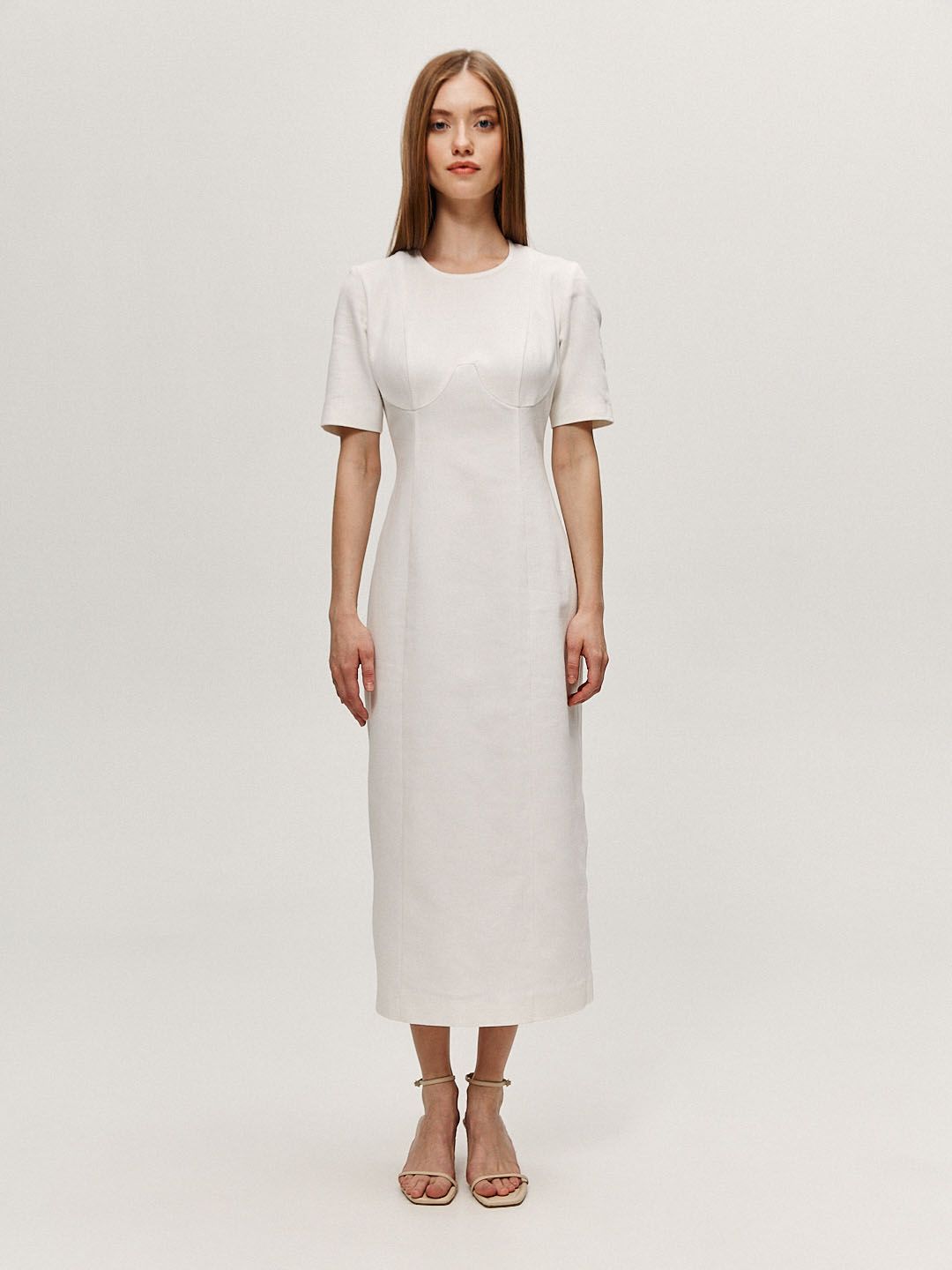 Платье футляр с коротким рукавом белое, купить платье футляр с коротким рукавом белое 