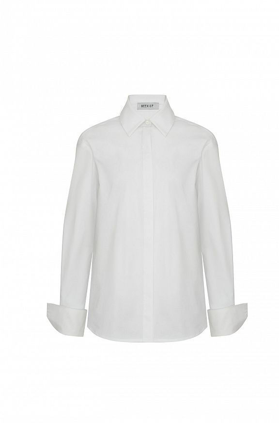 Рубашка прямого силуэта с широкими манжетами белая